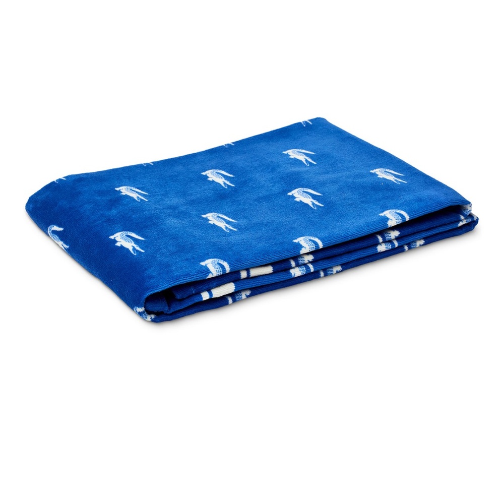 Lacoste Royal Blue Bath Towel with White Accents - Picture 3 of 4